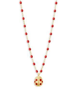 18K Yellow Gold Voyage Ladybug Poppy Pendant Necklace by GIGI CLOZEAU