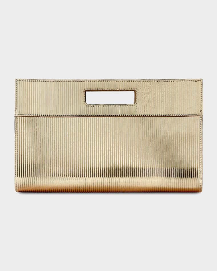 Remy Metallic Striped Leather Clutch Bag by GIGI NEW YORK