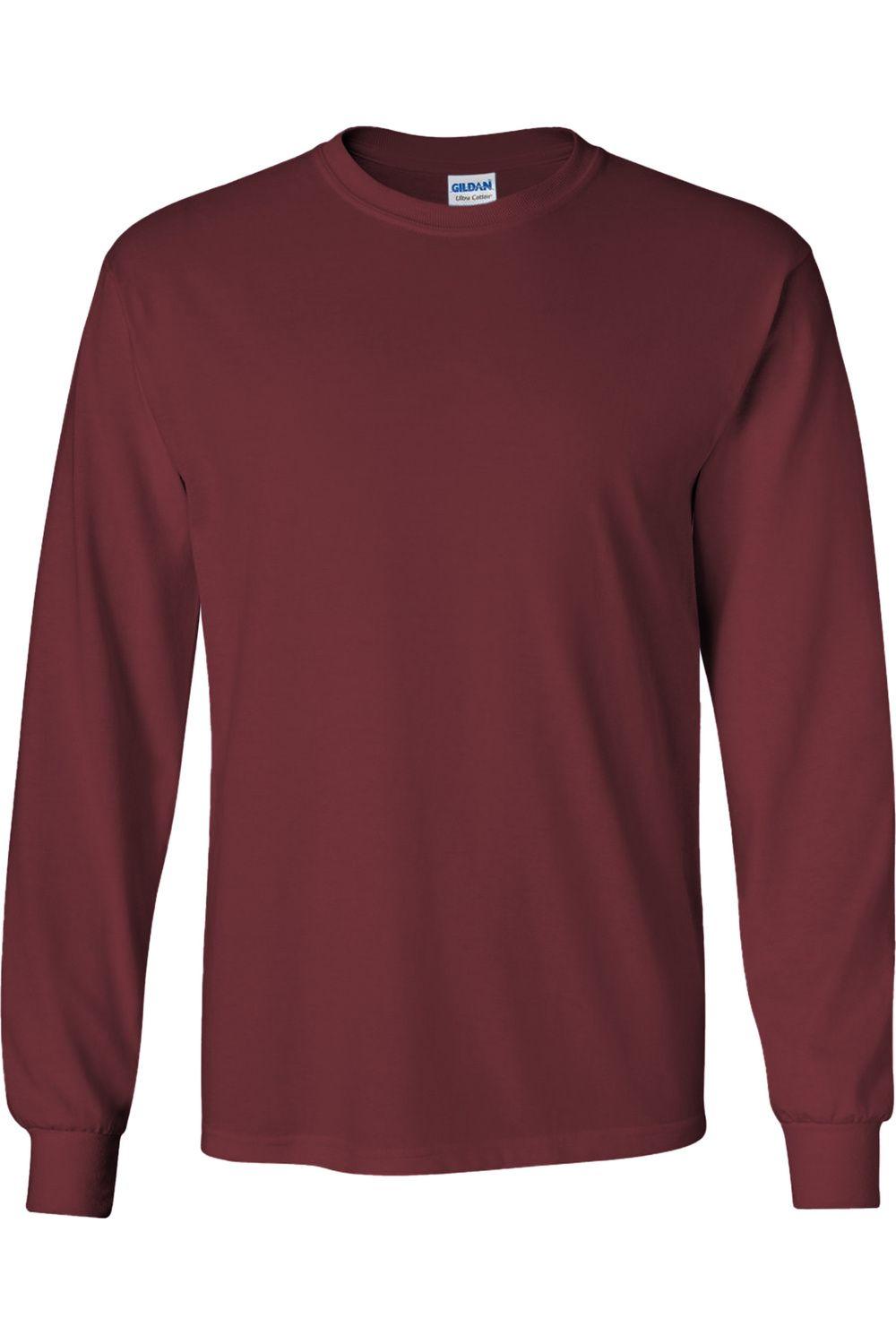 Plain Crew Neck Ultra Cotton Long Sleeve T-Shirt by GILDAN