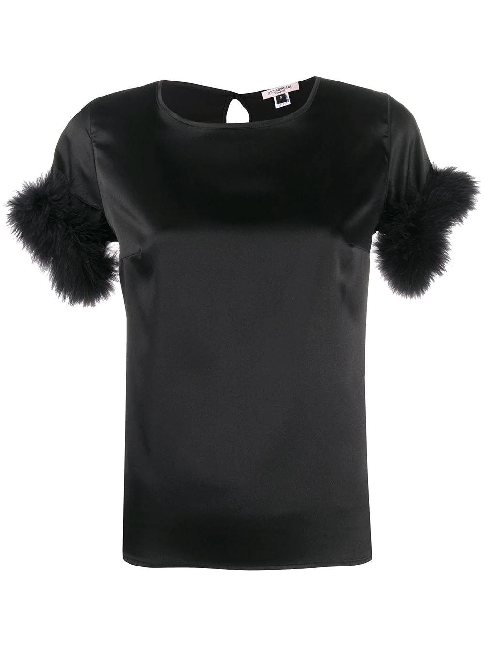 Pillow Talk marabou-trimmed blouse by GILDA&PEARL