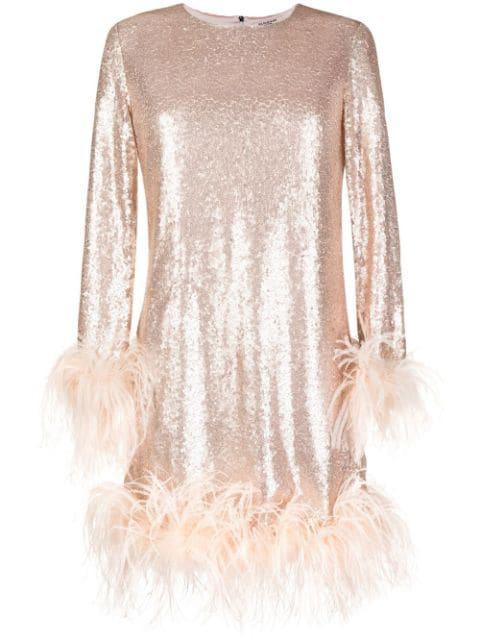 Seraphina feather-trim midi dress by GILDA&PEARL