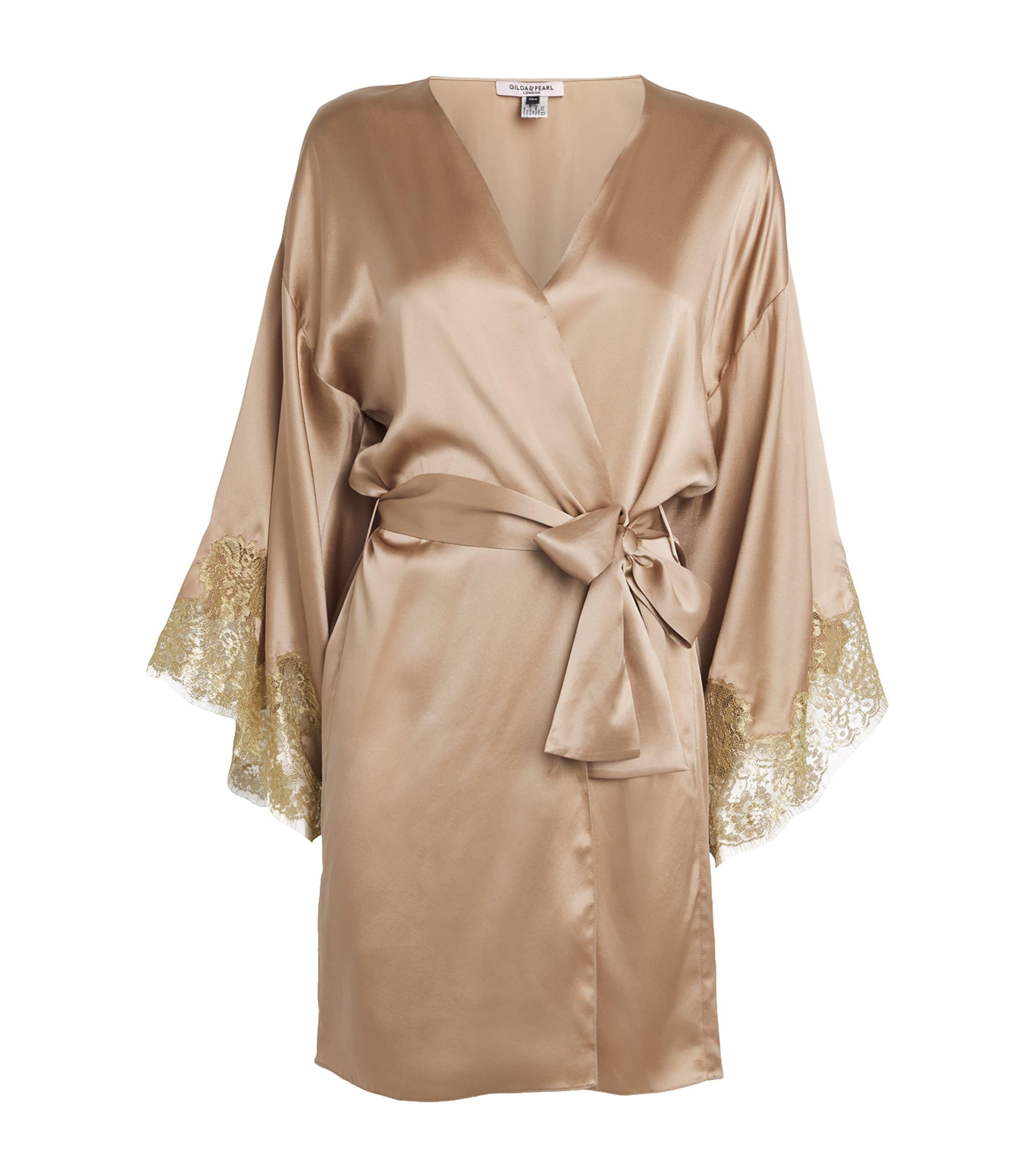 Silk Lace-Trim Gina Short Robe by GILDA&PEARL