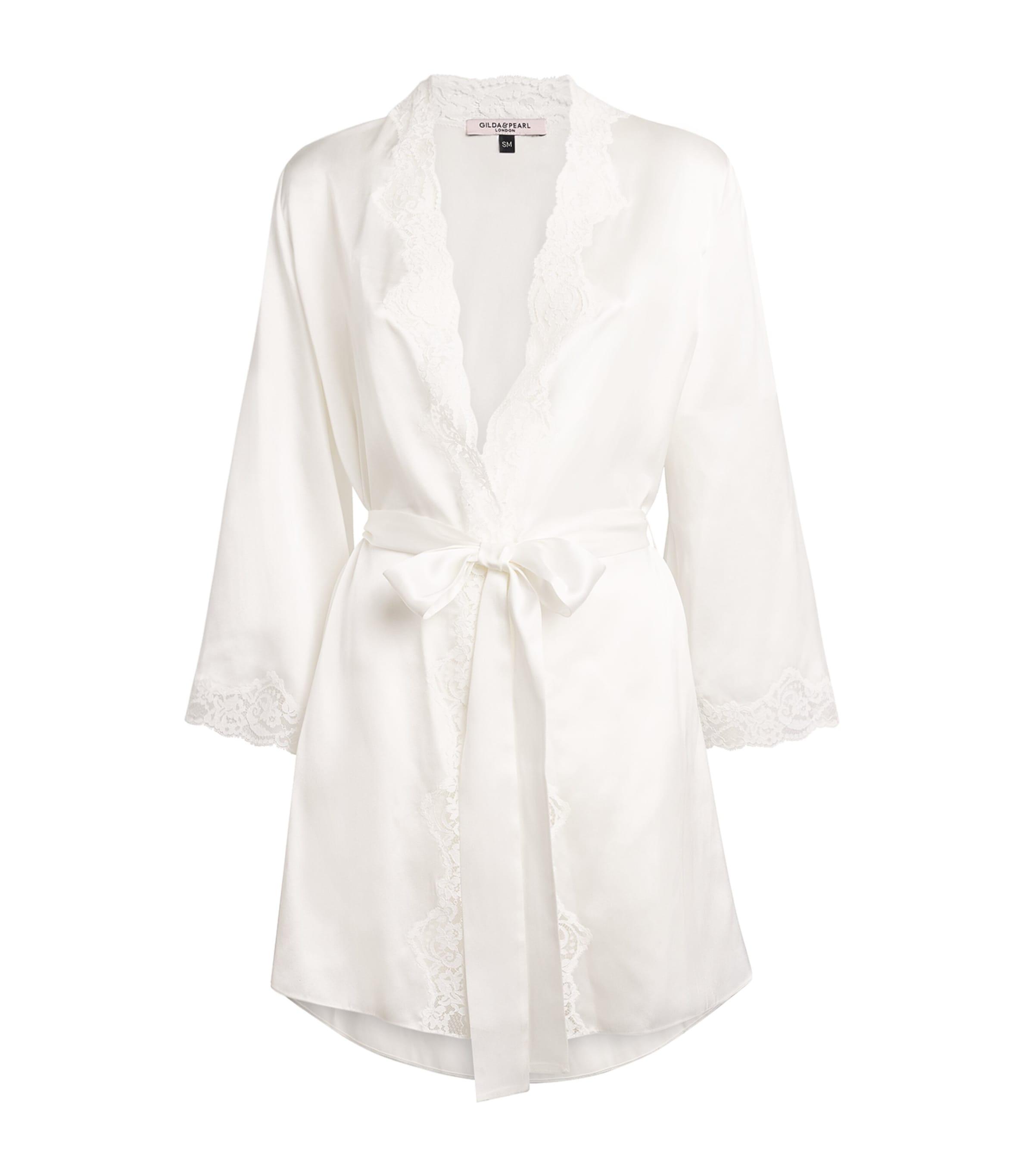 Silk Lace-Trim In My Boudoir Short Robe by GILDA&PEARL