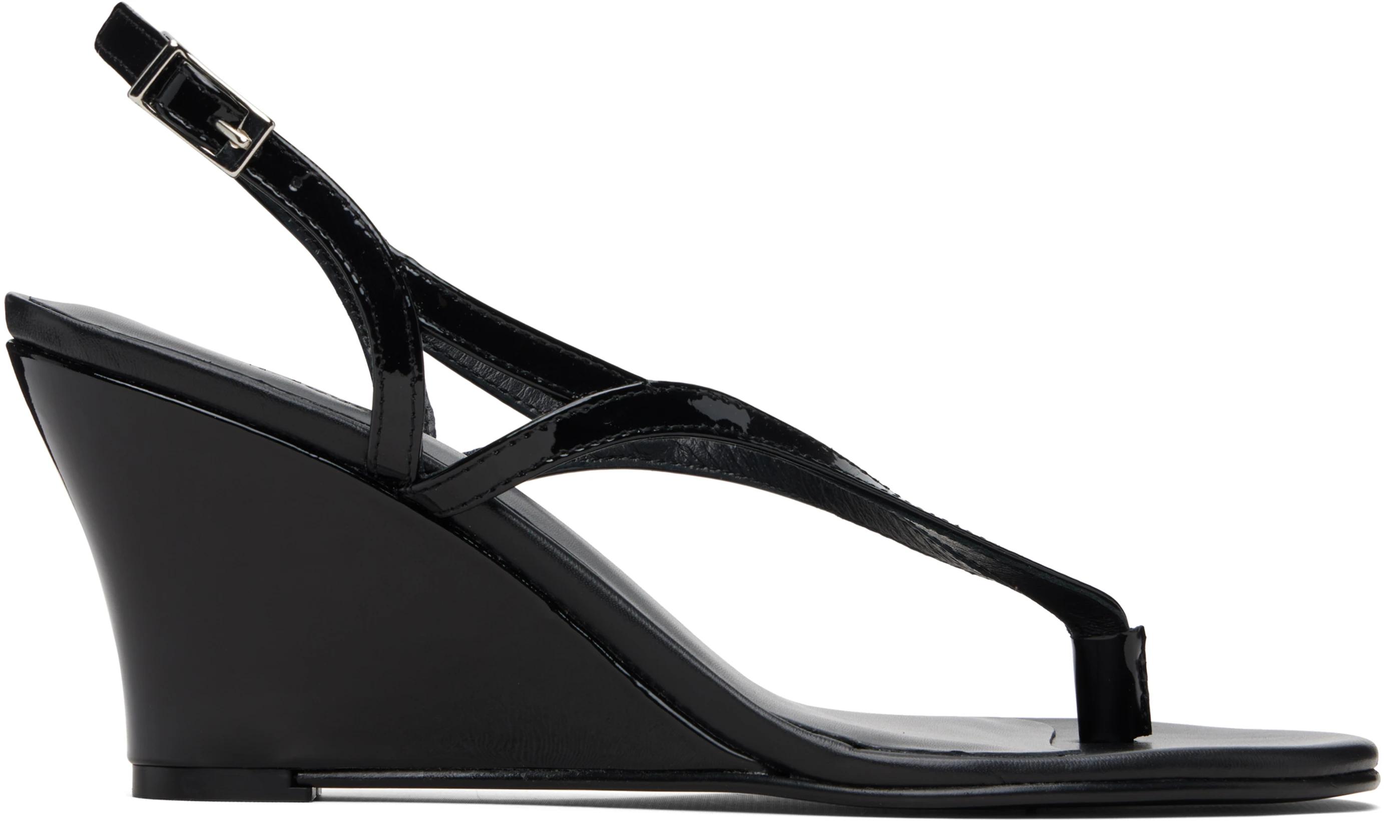 Black Wedge Heeled Sandals by GIMAGUAS