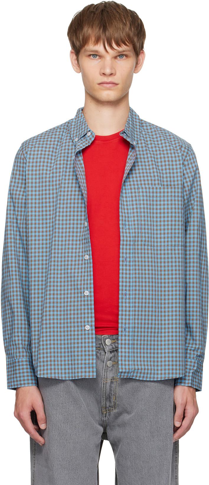 Blue & Brown Jeremy LS Shirt by GIMAGUAS