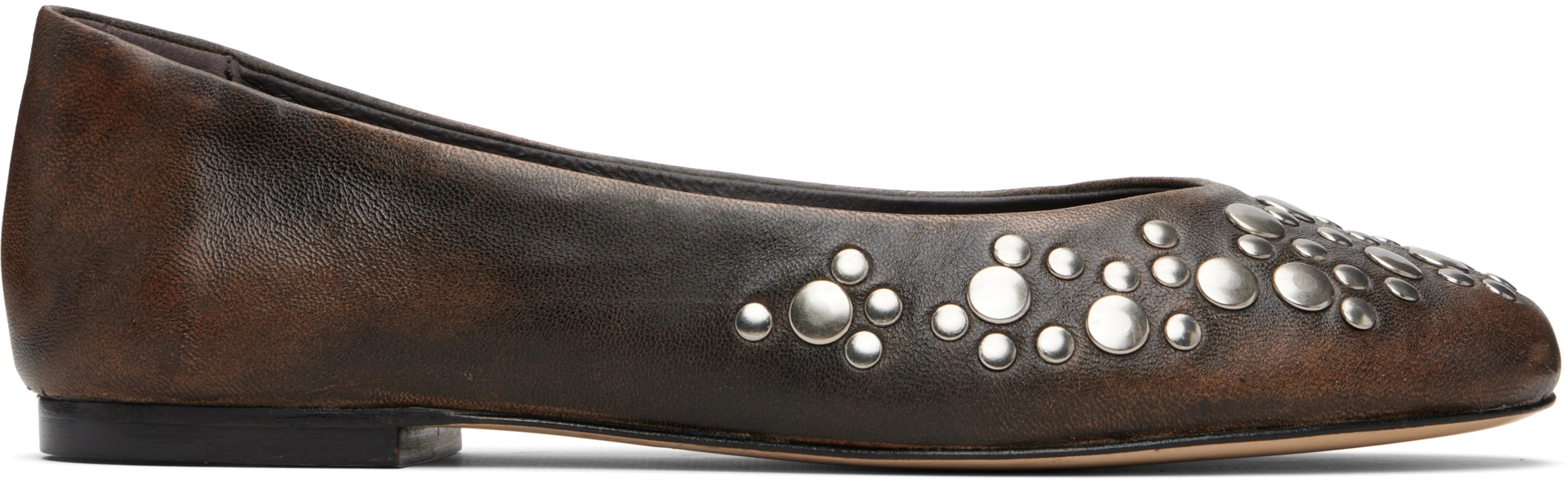 Brown Bailarina Studs Flats by GIMAGUAS
