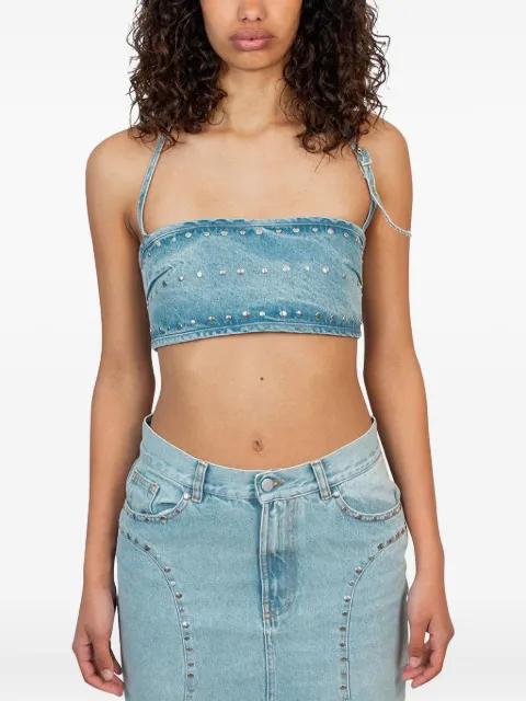 Luna studded-detail denim top by GIMAGUAS