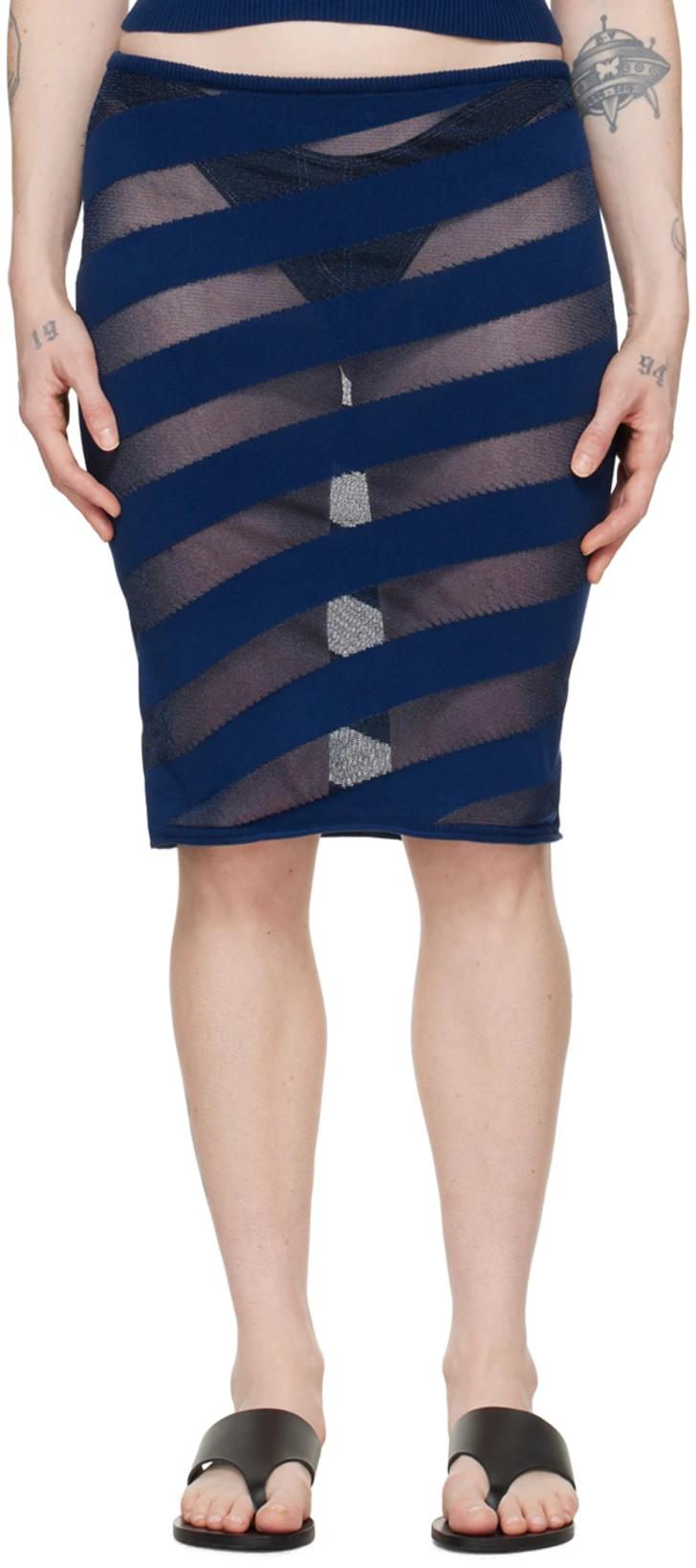 Navy Zebara Midi Skirt by GIMAGUAS