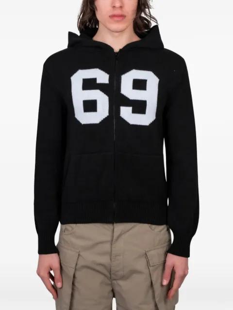 distressed intarsia-knit hoodie by GIMAGUAS
