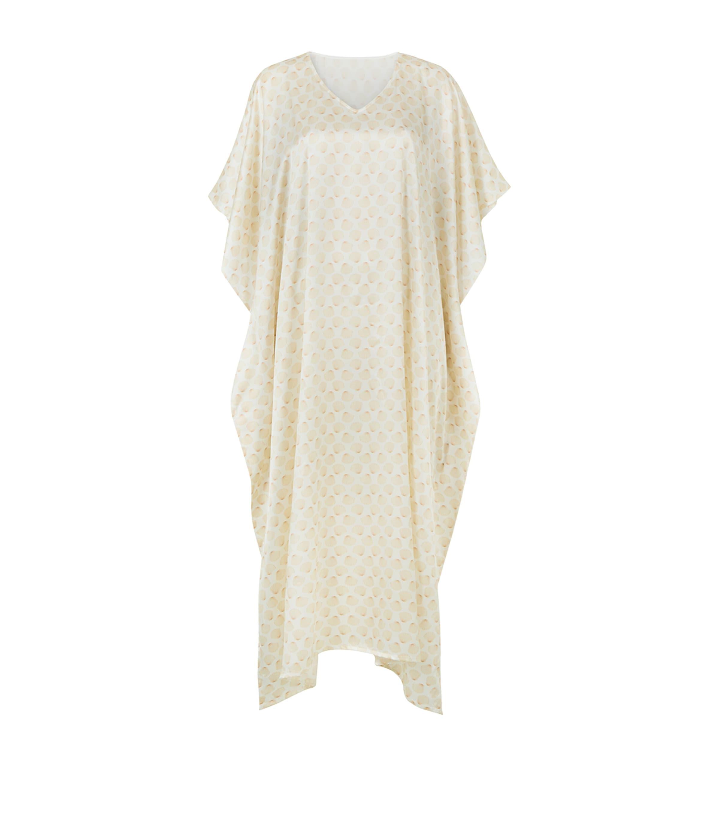 Gingerlily x Memo Press Mulberry Silk Seashells Kaftan Robe by GINGERLILY