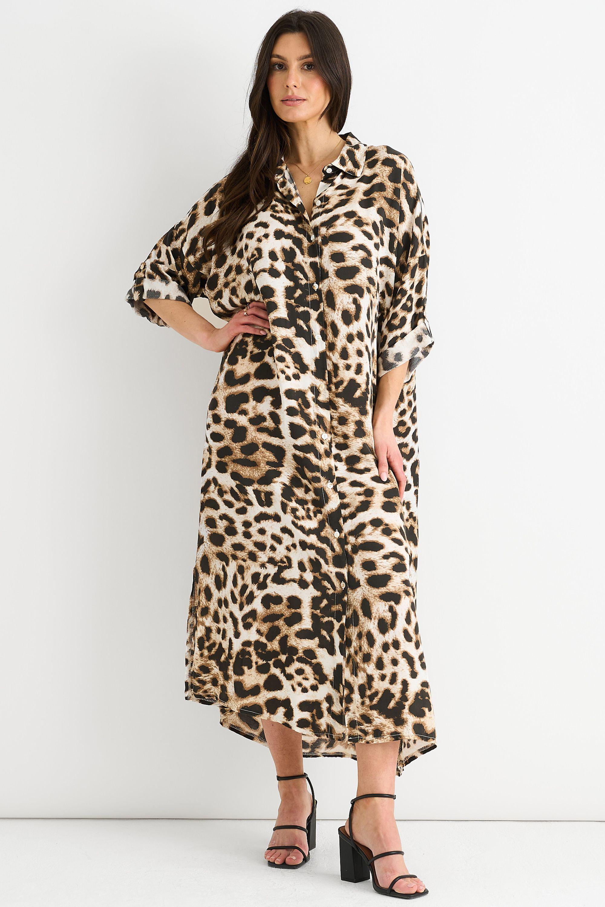 Animal Printed Button Through Midaxi Shirt Dress by GINI LONDON
