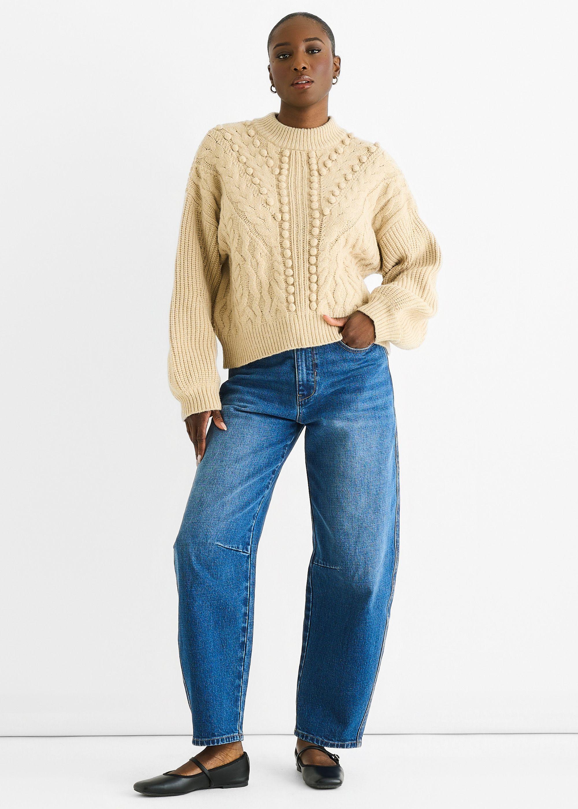Beige Chunky Knit Oversized Knit Jumper by GINI LONDON
