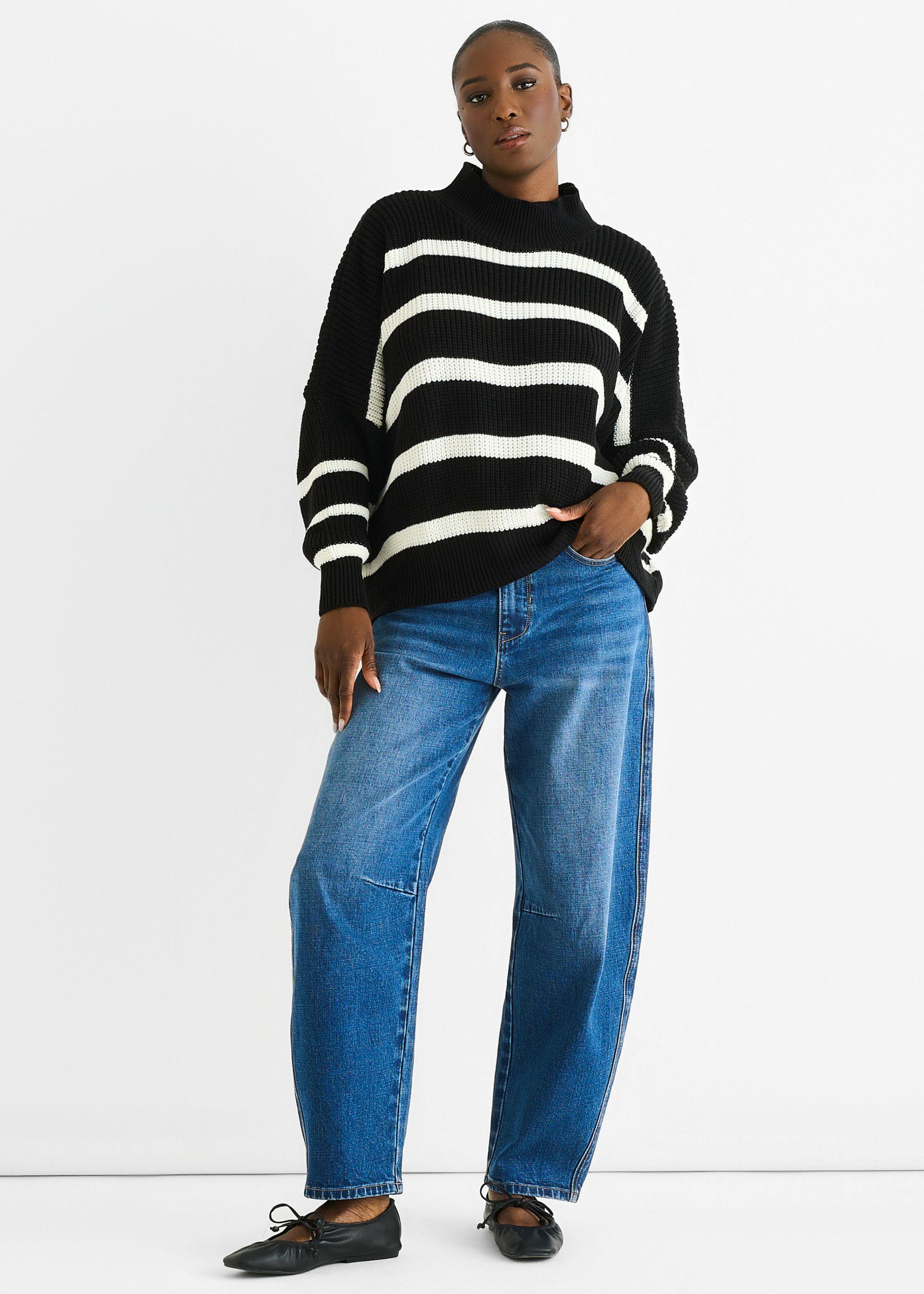 Black Chunky Knit High Neck Jumper by GINI LONDON