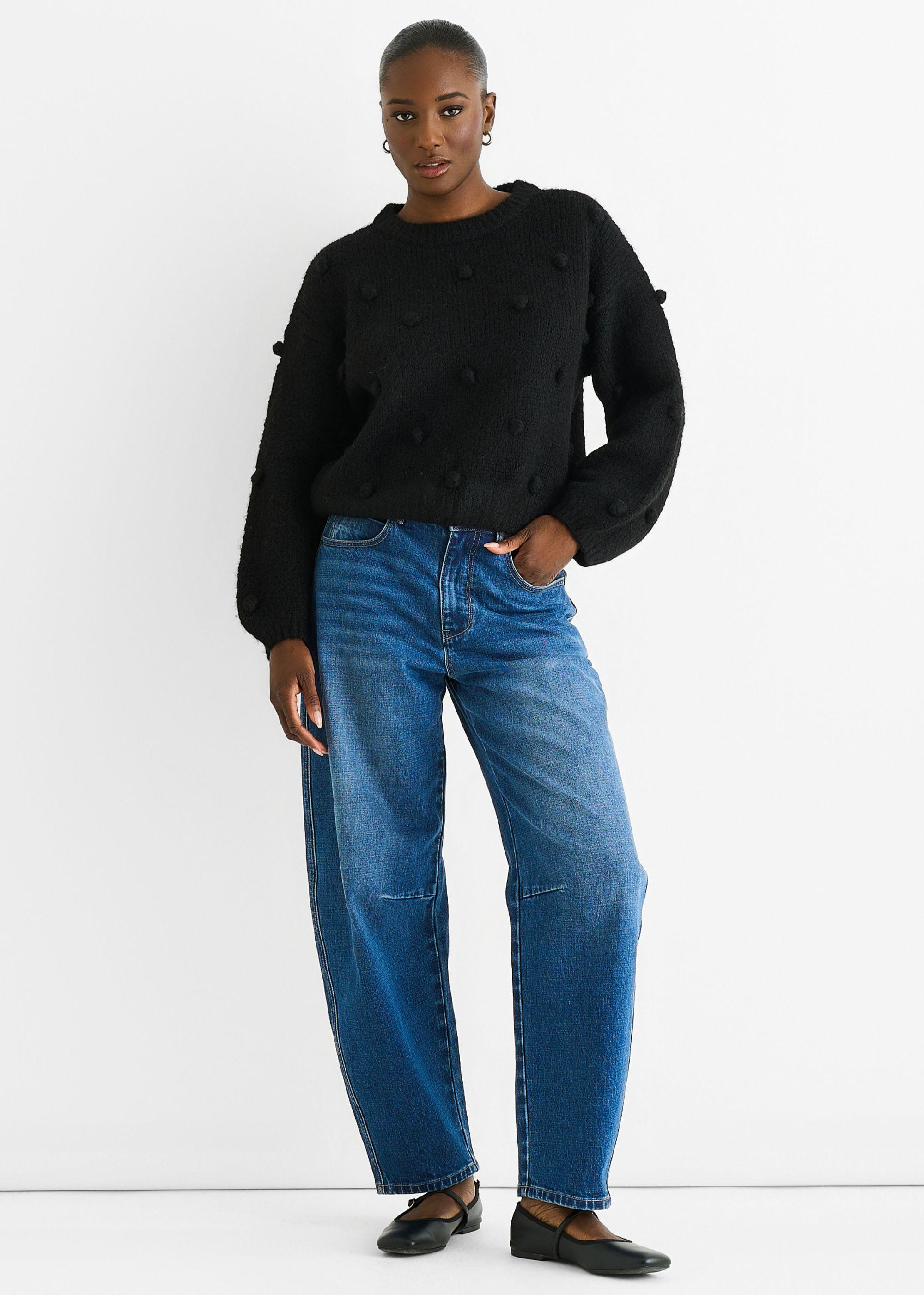 Black Wool Mix Oversized Knit Jumper by GINI LONDON
