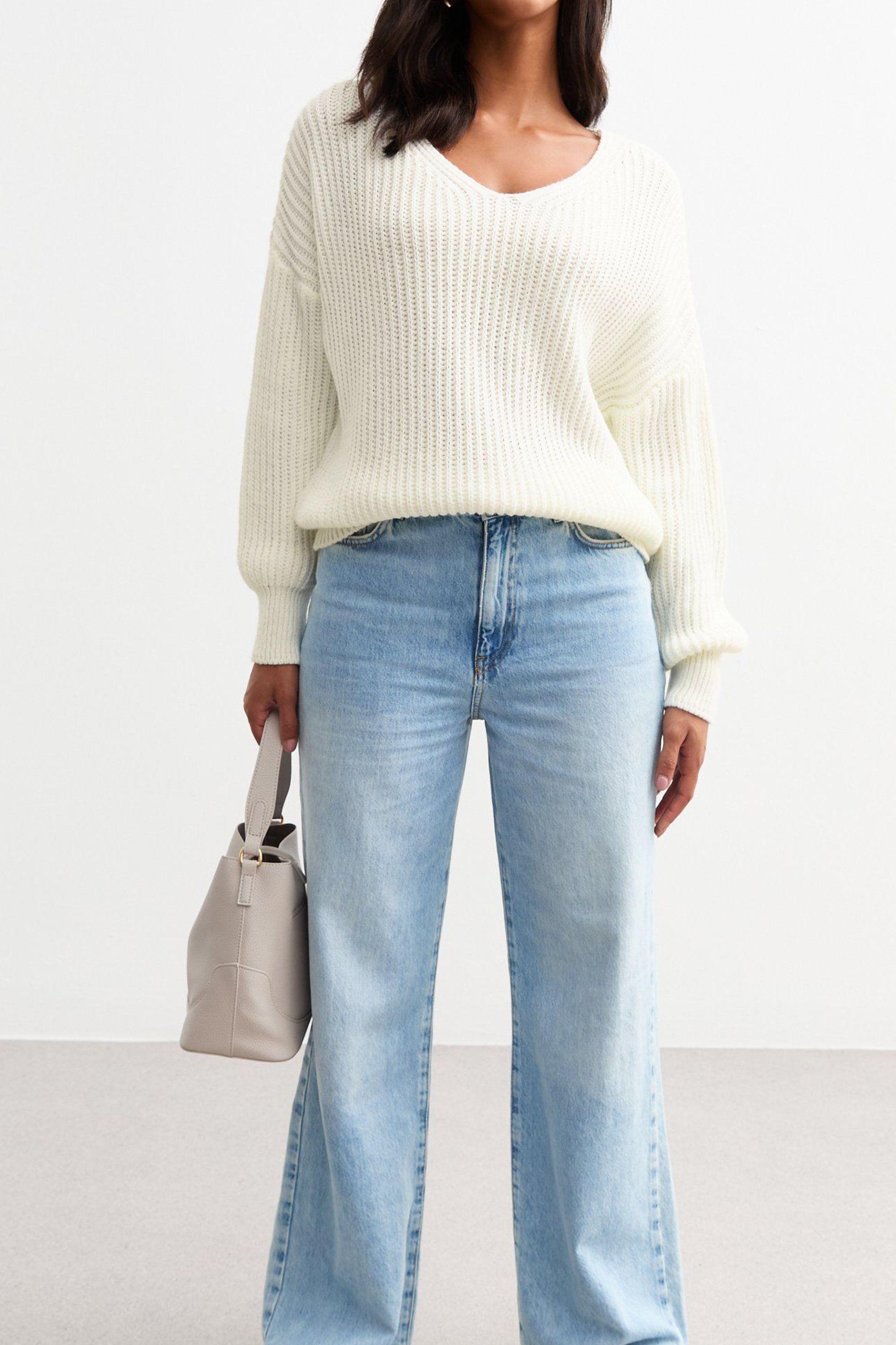 Cream Chunky Knit Oversized Jumper by GINI LONDON