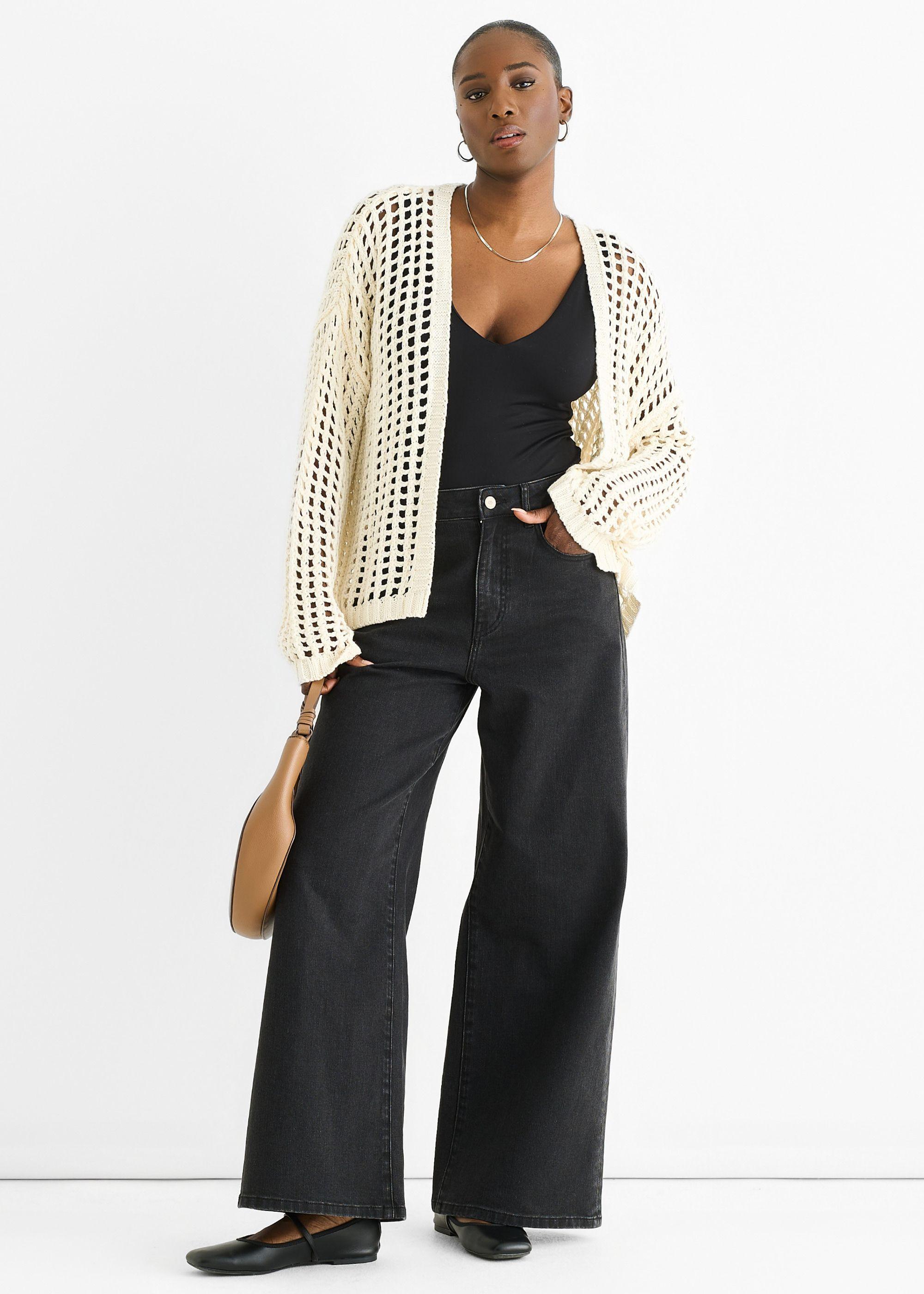 Cream Open Knit Edge to Edge Cardigan by GINI LONDON