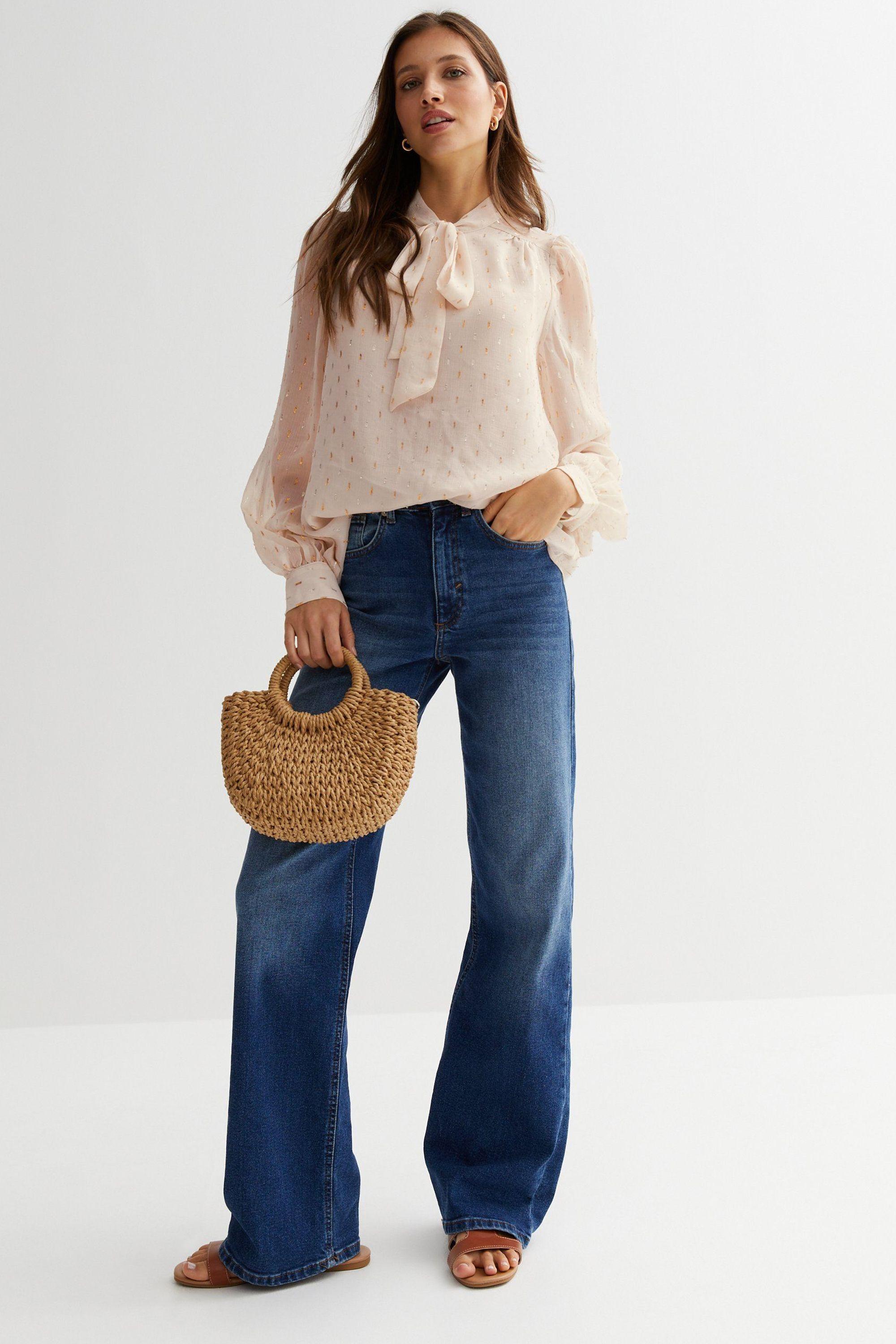 Cream Tie Neck Long Sleeves Blouse by GINI LONDON