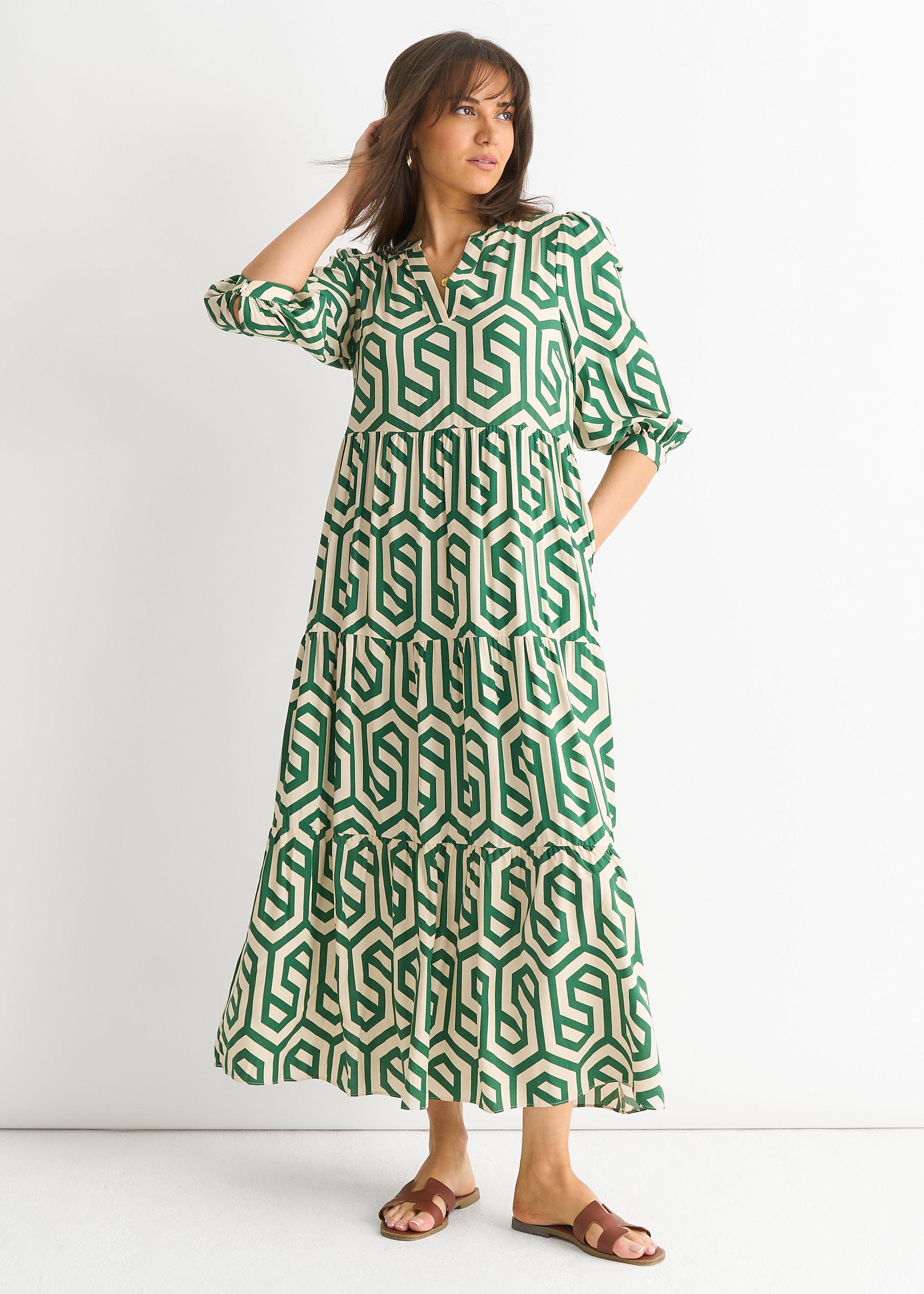 Green Long Sleeve Maxi Dress by GINI LONDON