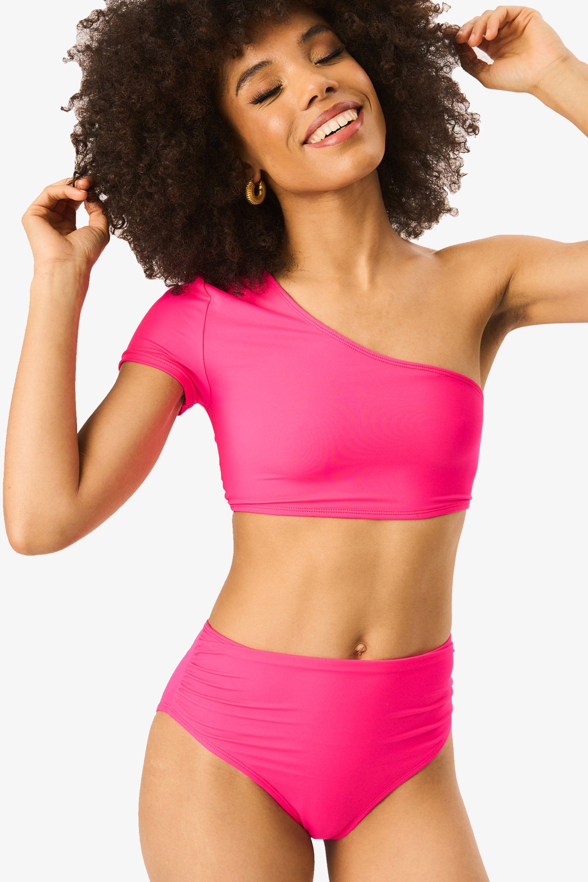 Hot Pink High Waist Bikini Bottom by GINI LONDON