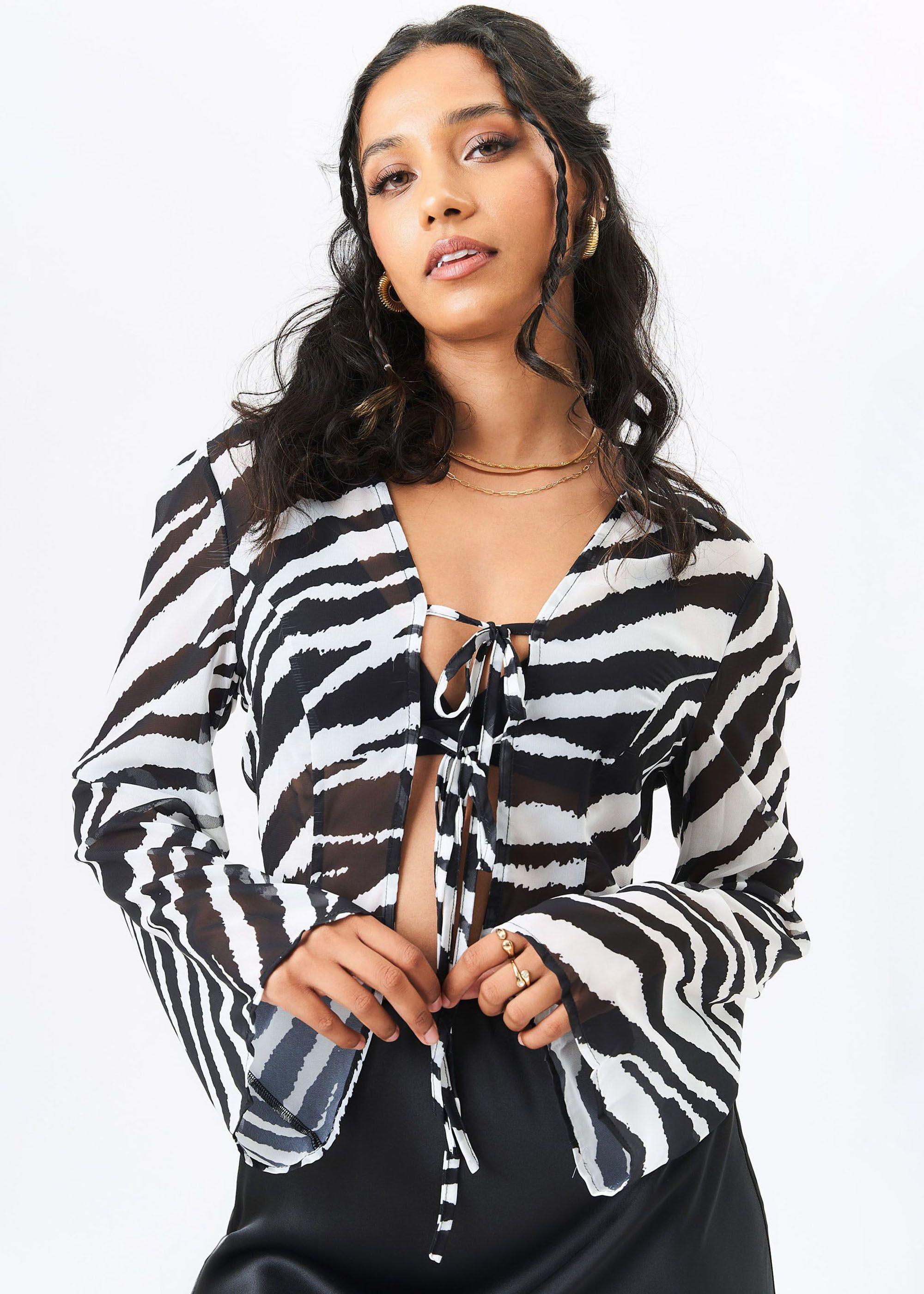 Mono Monochrome Chiffon Beach Shirt by GINI LONDON Mono Monochrome Chiffon Beach Shirt by GINI LONDON