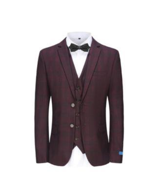 Men's 3-Piece Slim Fit Check Suit by GINO VITALE