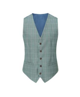 Men's 3 Piece Slim Fit Green Plaid Suit by GINO VITALE