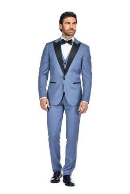 Men's 3-Piece Slim Fit Tuxedo with Peak Lapel by GINO VITALE