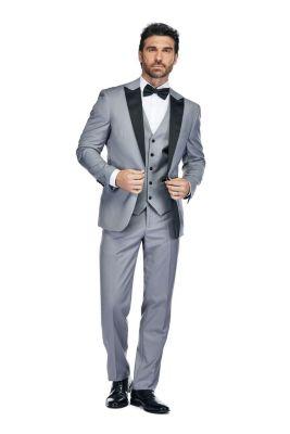Men's 3-Piece Slim Fit Tuxedo with Peak Lapel by GINO VITALE