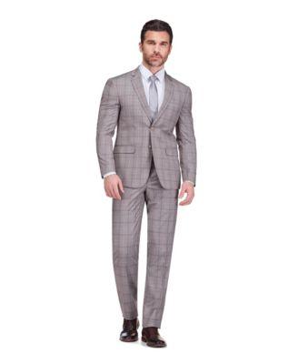 Men's Slim Fit 2-Piece Performance Stretch Plaid Suit by GINO VITALE