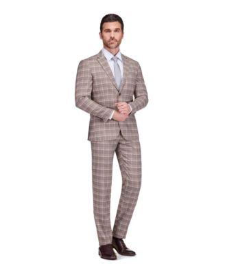 Men's Slim Fit 2-Piece Performance Stretch Plaid Suit by GINO VITALE
