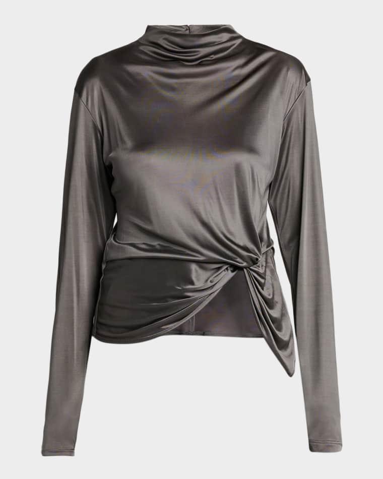 Asymmetric Draped Shiny Viscose Top by GIORGIO ARMANI