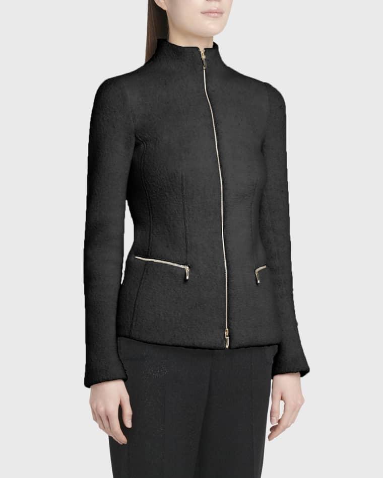 Cashmere-Blend Zip-Front Knit Jacket by GIORGIO ARMANI