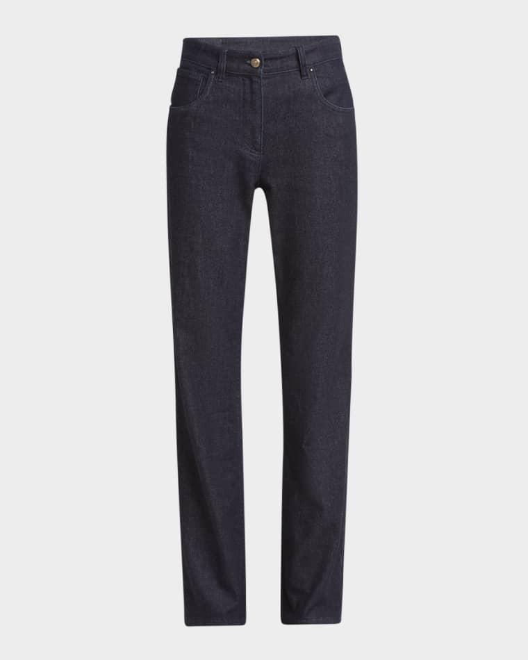 Cotton-Cashmere Denim Straight-Leg Trousers by GIORGIO ARMANI