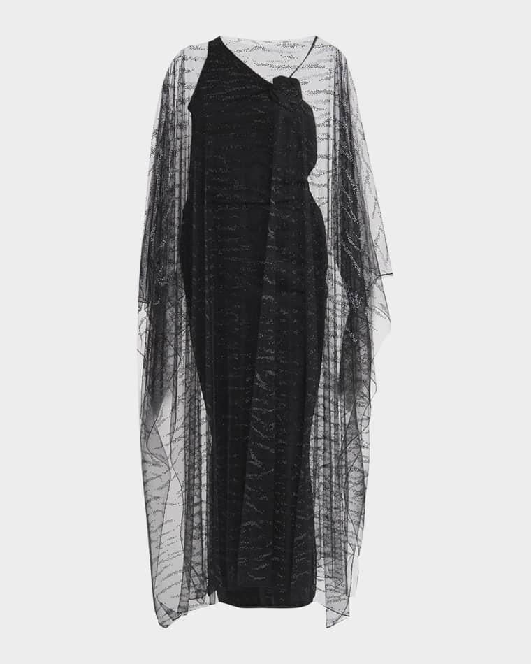 Crystal Embellished Sheer Long Cape by GIORGIO ARMANI