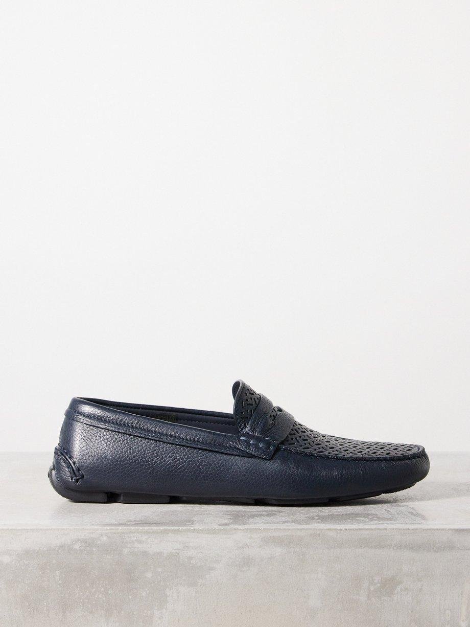 Cutout-leather driving shoes by GIORGIO ARMANI