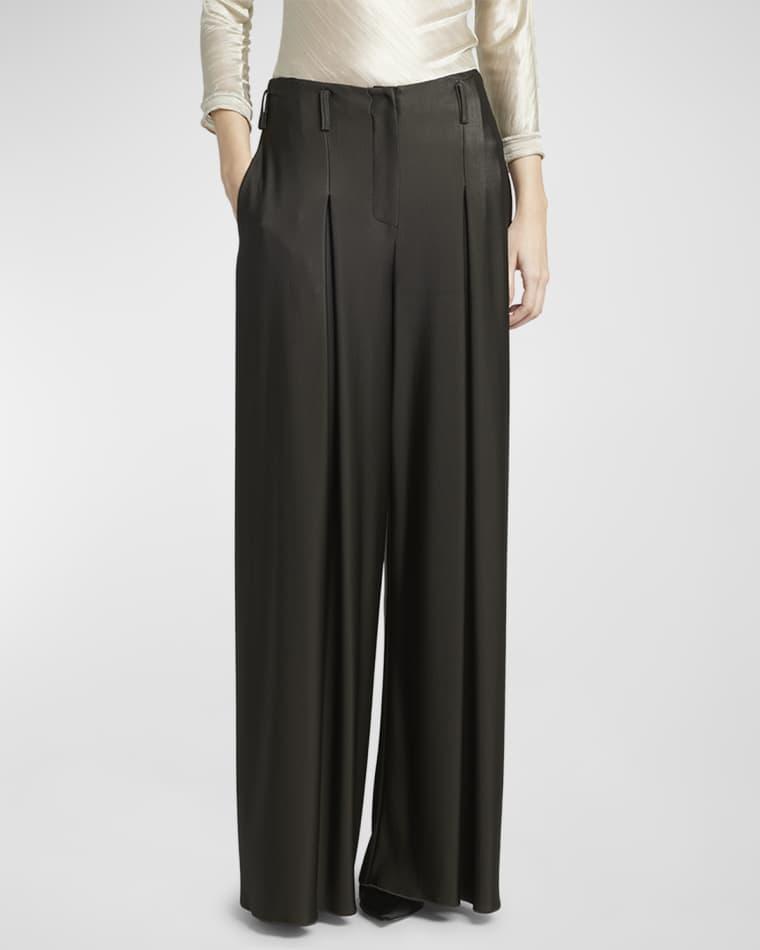Double Jersey Flowy Pleated Trousers by GIORGIO ARMANI
