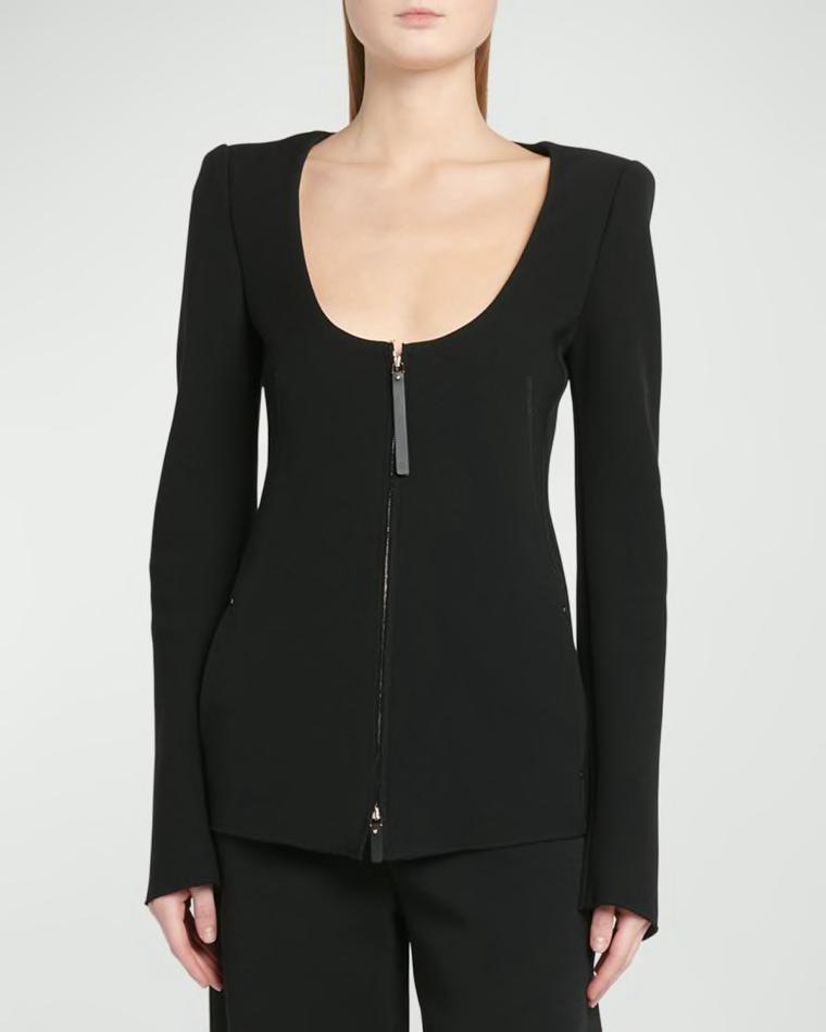Double-Jersey Virgin Wool Zip Jacket by GIORGIO ARMANI