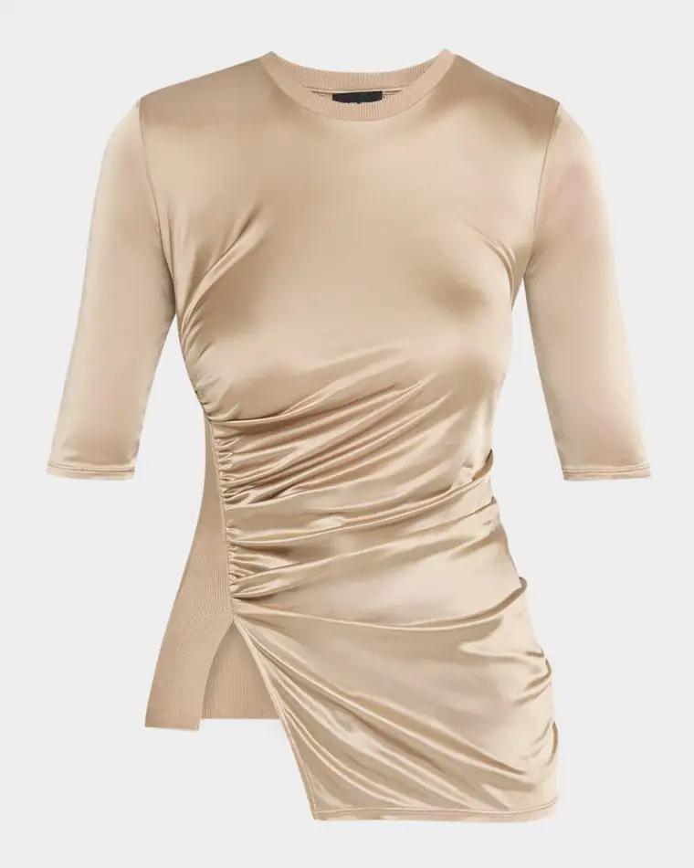 Draped Jersey Short-Sleeve Top by GIORGIO ARMANI