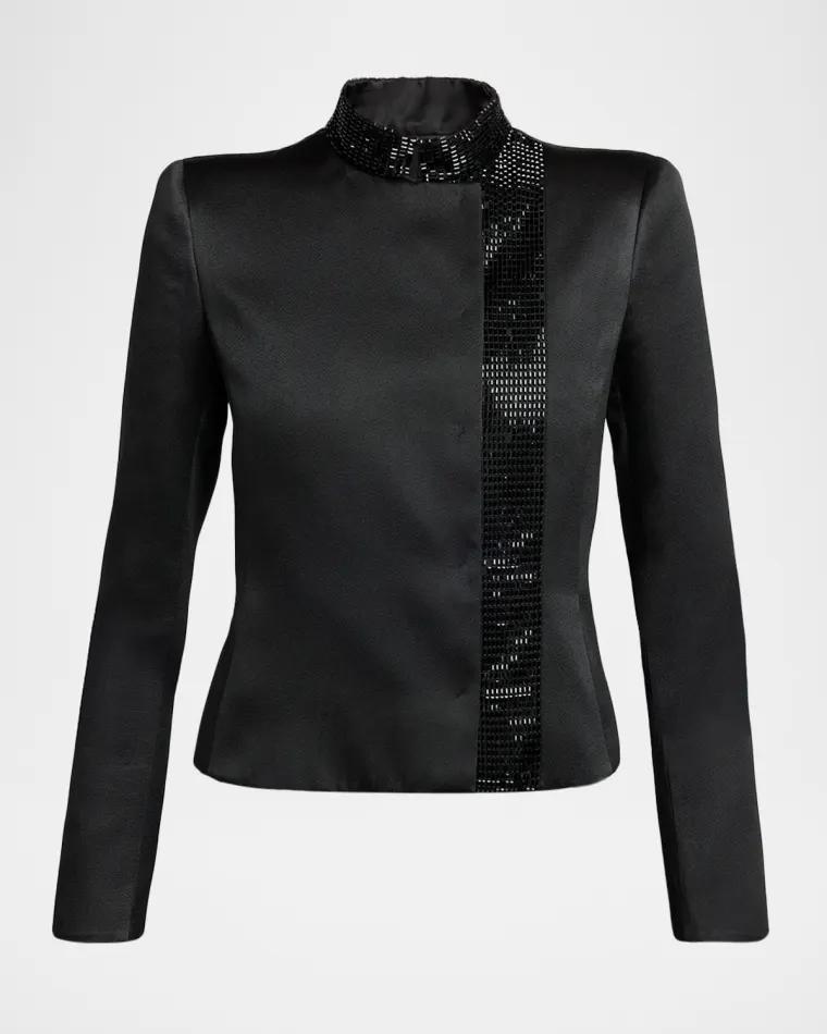 Embroidered Silk Single-Breasted Jacket by GIORGIO ARMANI