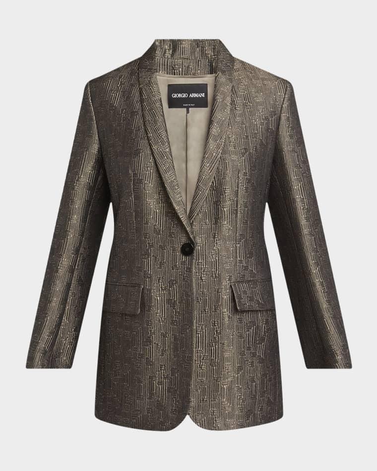 Geo Silk Jacquard Single-Breasted Blazer by GIORGIO ARMANI