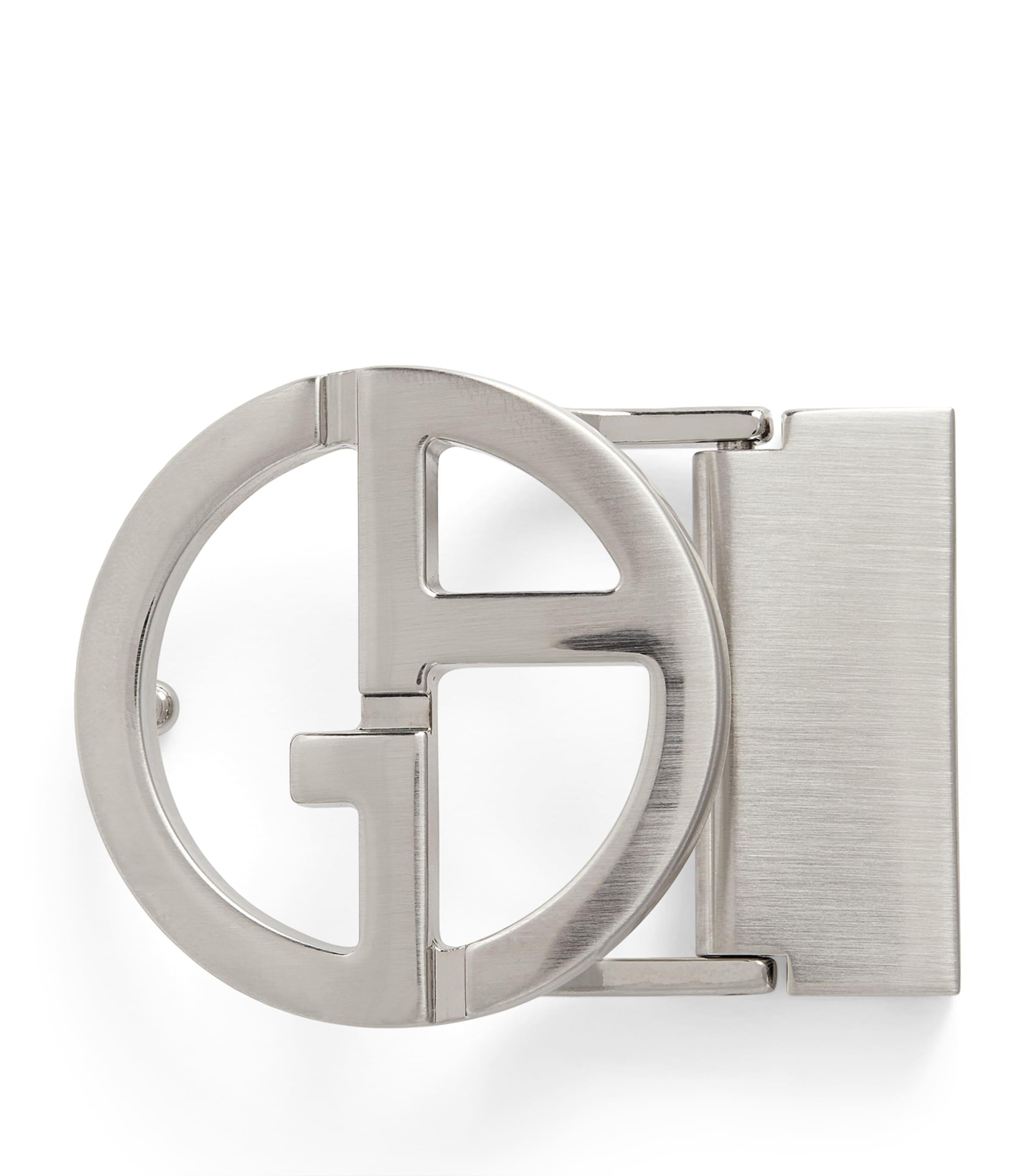 Giorgio Armani Brushed Palladium-Plated GA Logo Belt Buckle by GIORGIO ARMANI