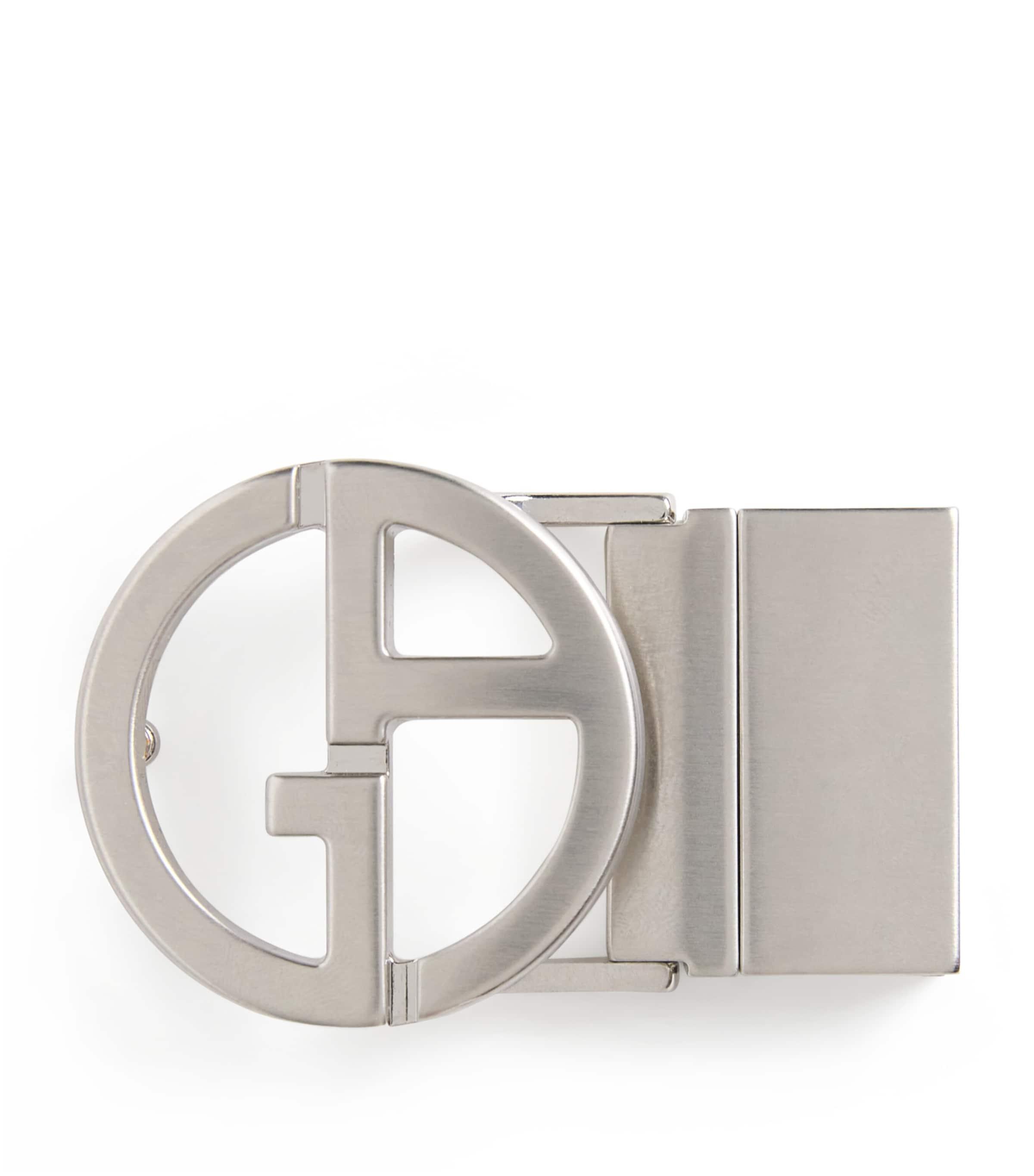 Giorgio Armani Brushed Palladium-Plated GA Logo Belt Buckle by GIORGIO ARMANI