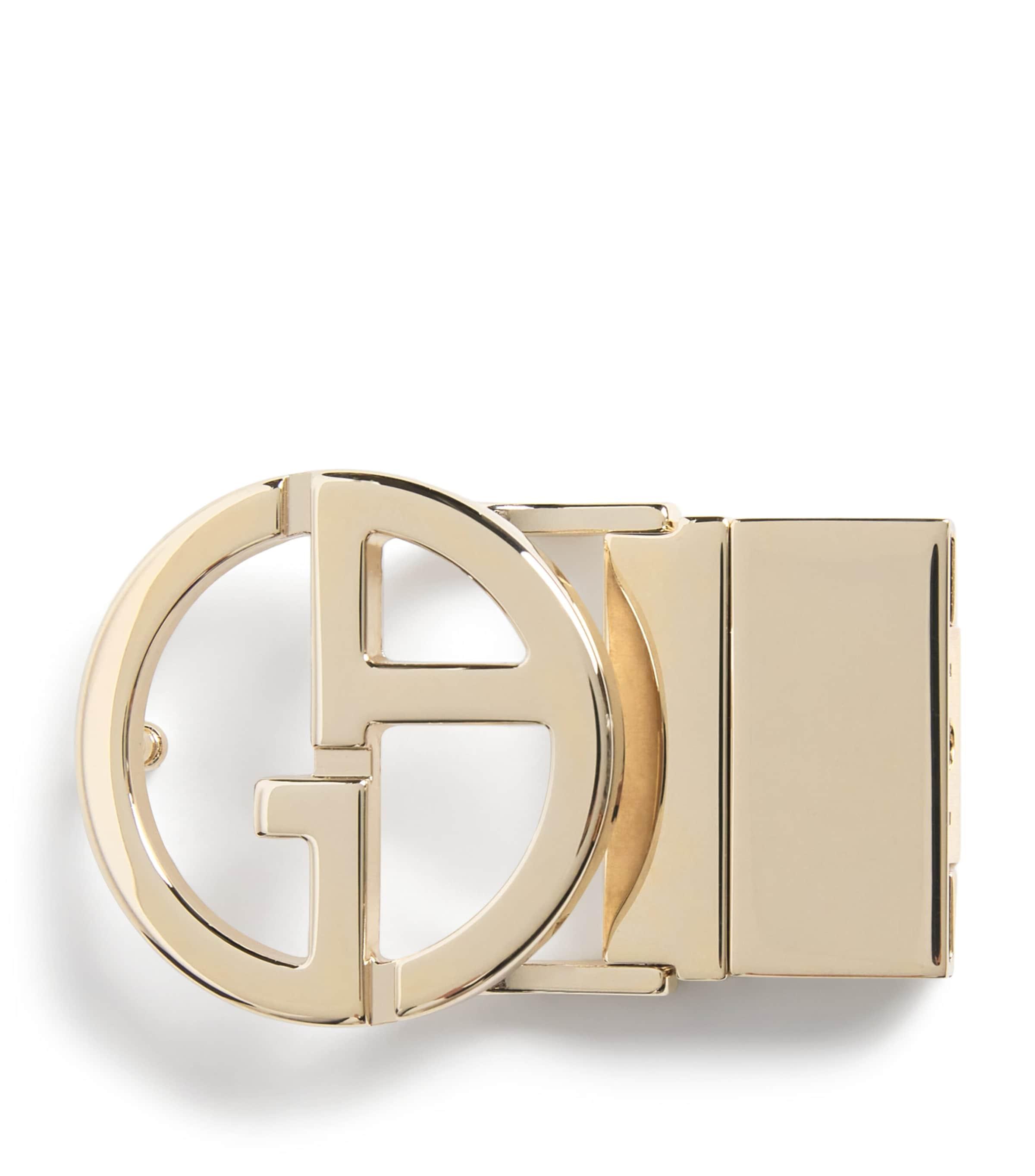 Giorgio Armani Palladium-Plated GA Logo Belt Buckle by GIORGIO ARMANI