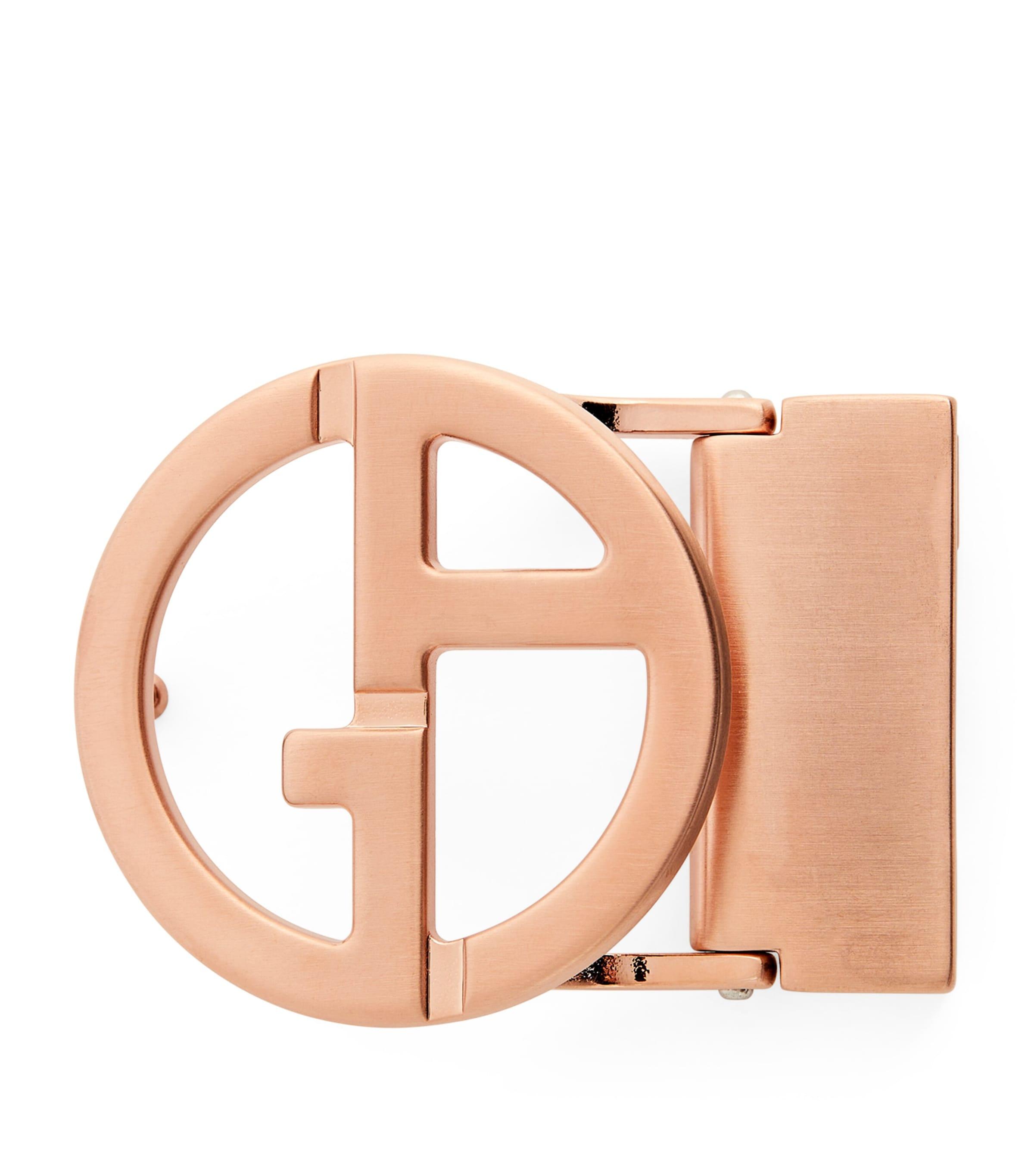 Giorgio Armani Satin Rose Gold-Plated GA Logo Belt Buckle by GIORGIO ARMANI