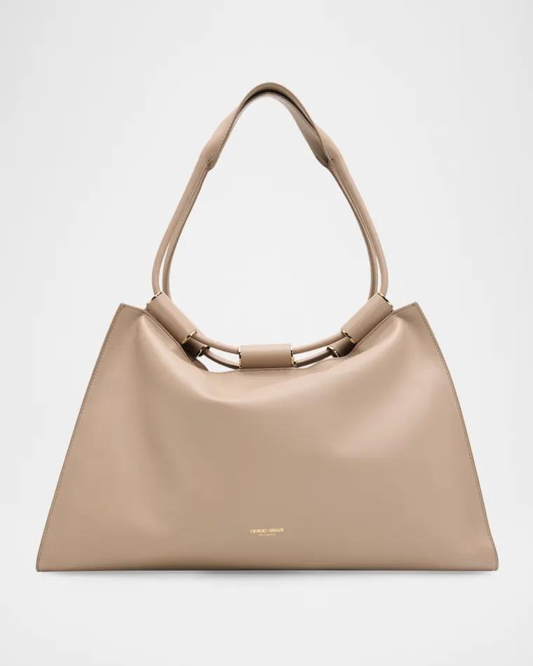 Lamb Leather Shopper Shoulder Bag by GIORGIO ARMANI