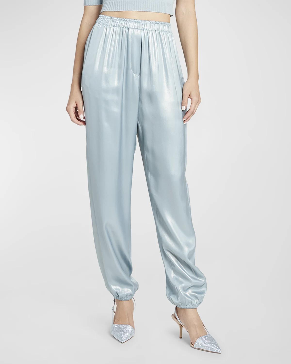 Laminated Viscose Satin Jogger Pants by GIORGIO ARMANI