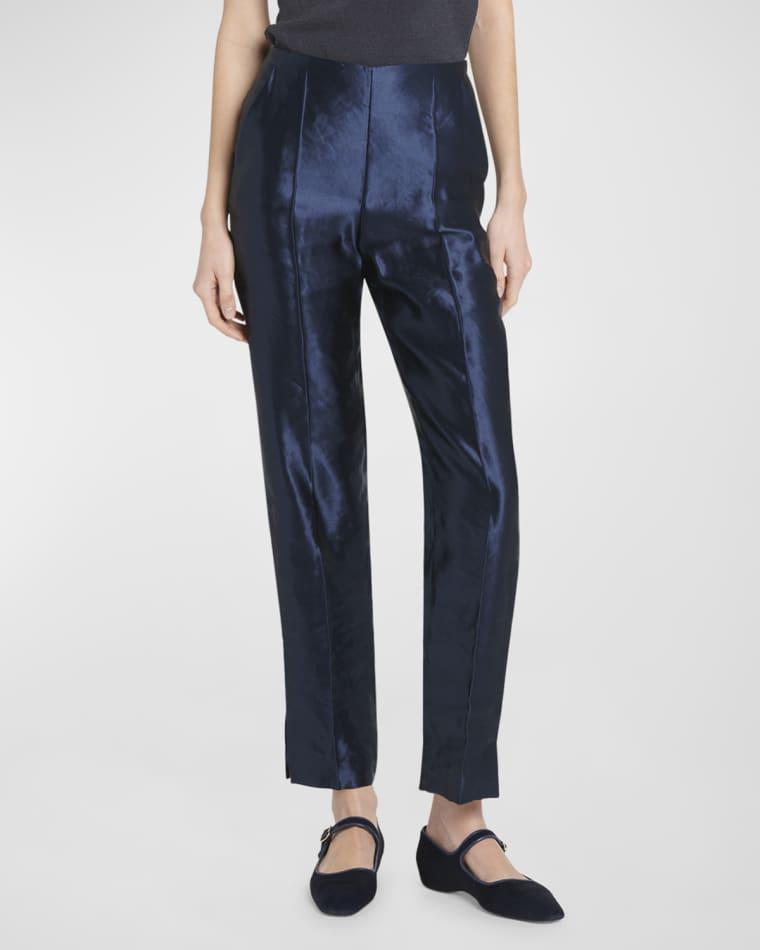 Linen Silk Straight-Leg Trousers by GIORGIO ARMANI