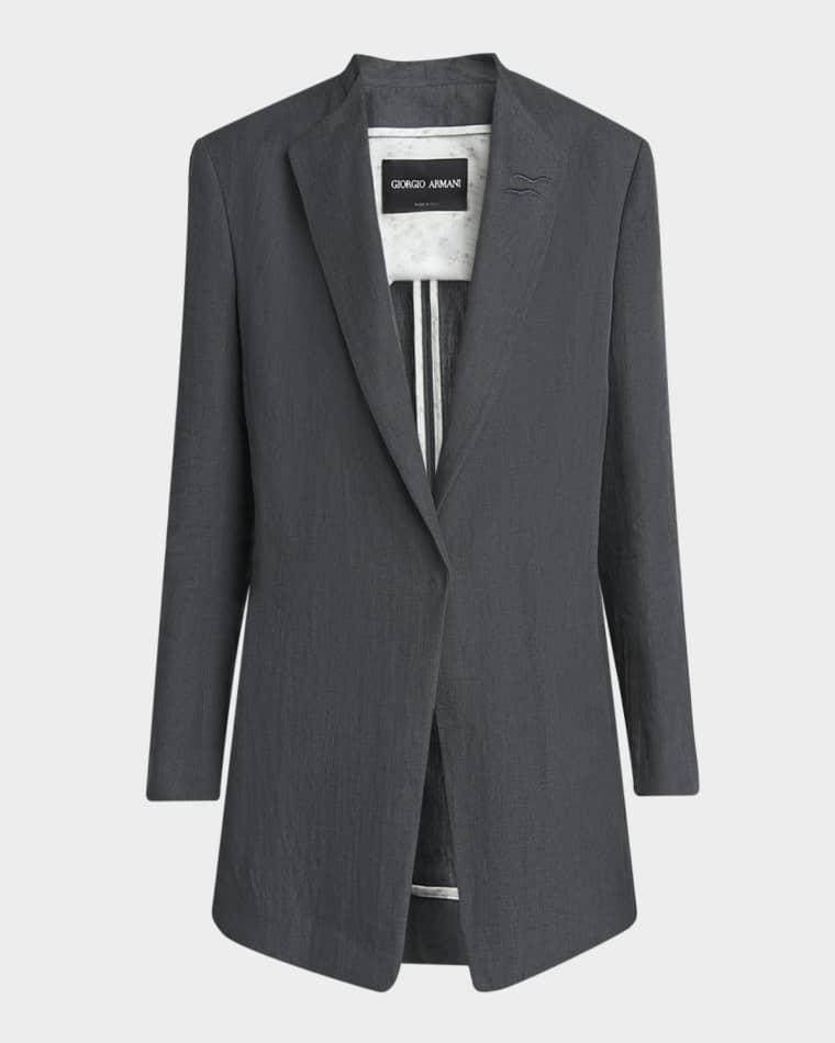 Linen Single-Breasted Blazer by GIORGIO ARMANI