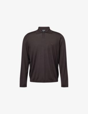 Logo-Embroidered Fine-Knit Wool Polo Shirt by GIORGIO ARMANI