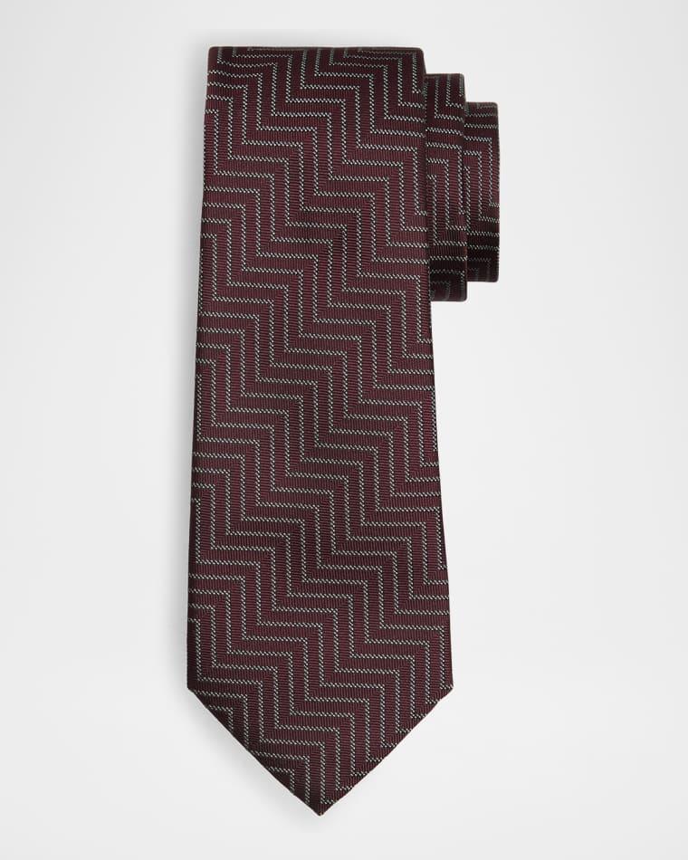 Men's Chevron-Woven Silk Tie by GIORGIO ARMANI